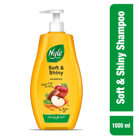 Nyle Naturals Soft and Shiny Anti Hairfall Shampoo, With Apple Cider Vinegar And Argan Oil, Gentle and soft shampoo , PH balanced and Paraben free,1L