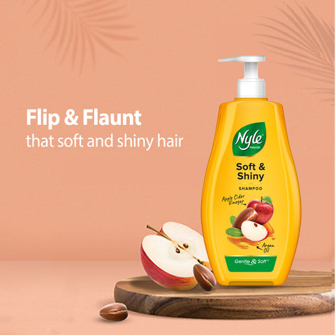 Nyle Naturals Soft and Shiny Anti Hairfall Shampoo, With Apple Cider Vinegar And Argan Oil, Gentle and soft shampoo , PH balanced and Paraben free,1L