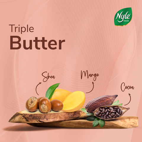 Nyle Naturals Triple Butter Body Lotion with Cocoa Butter, Mango Butter & Shea Butter for 24 Hours Long Lasting Moisturization - 200 ml