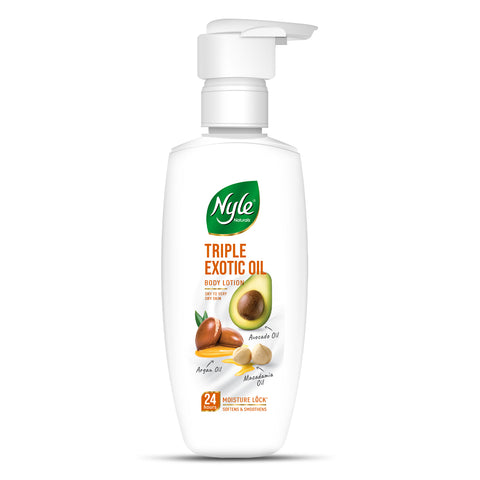 Nyle Naturals Triple Exotic Oil Body Lotion with Argan Oil, Macadamia Oil & Avocado Oil for 24 Hours Long Lasting Moisturization - 200 ml