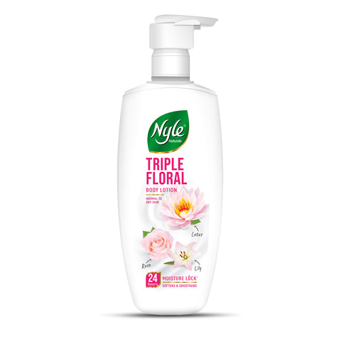 Nyle Naturals Triple Floral Body Lotion with White Lily, White Rose & White Lotus for 24 Hours Long Lasting Moisturization - 400 ml