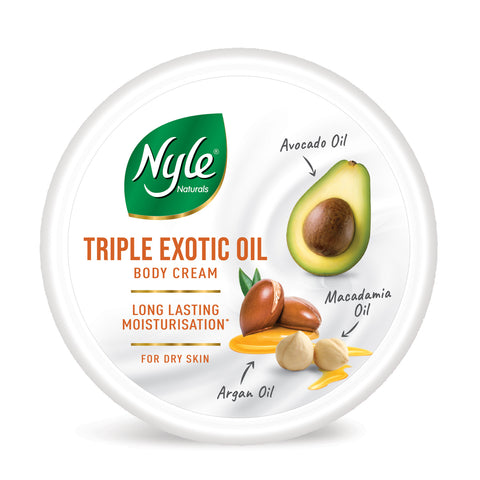 Nyle Naturals Triple Exotic Oil Body Cream with Argan Oil, Macadamia Oil & Avocado Oil for 24 Hours Long Lasting Moisturization - 450 ml