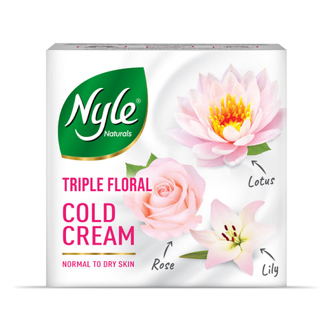 Nyle Naturals Triple Floral Cold Cream with White Lily, White Rose & White Lotus for 24 Hours Long Lasting Moisturization - 30 g