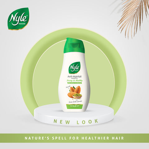 Nyle Naturals Strong & Healthy Anti Hairfall 2 In1 Shampoo With Active Conditioner, With Almonds And Green Gram Sprouts, Gentle and soft shampoo , PH balanced and Paraben free,90ml