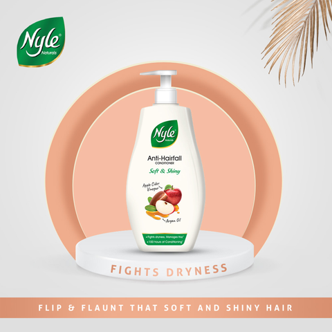 Nyle Naturals Soft & Shiny 100H Conditioning Anti Hairfall Conditioner, Fights dryness & Frizz,180ml