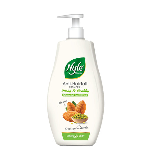 Nyle Naturals Strong & Healthy Anti Hairfall 2 In1 Shampoo With Active Conditioner, With Almonds And Green Gram Sprouts, Gentle and soft shampoo , PH balanced and Paraben free,1L