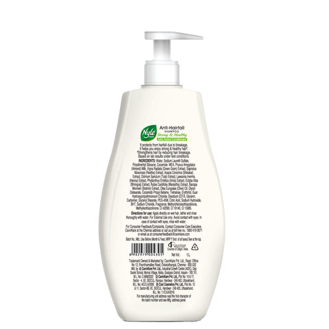 Nyle Naturals Strong & Healthy Anti Hairfall 2 In1 Shampoo With Active Conditioner, With Almonds And Green Gram Sprouts, Gentle and soft shampoo , PH balanced and Paraben free,1L